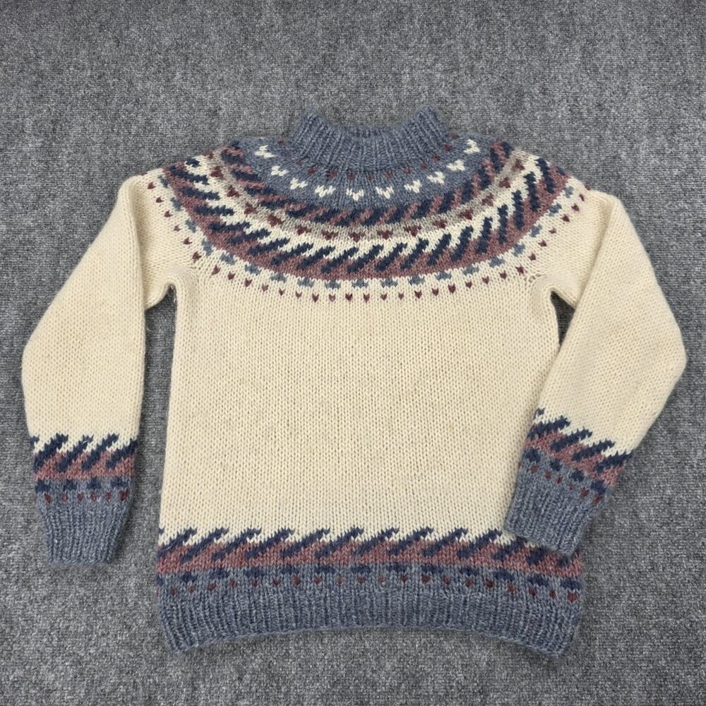 Hilda Ltd Sweater Womens Large Cream Wool Nordic Fair Isle Icelandic Knit VTG